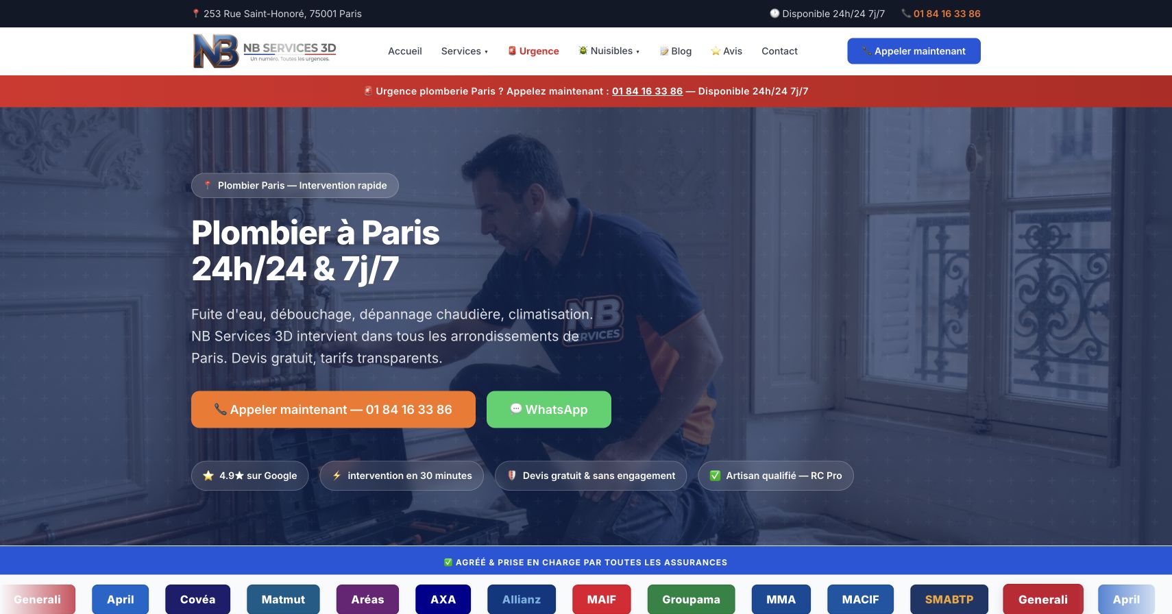 Capture du site de NB Services 3D